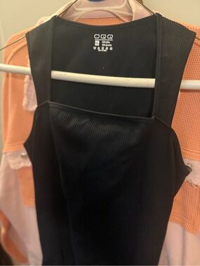 OQQ Black Ribbed Tank Bodysuit